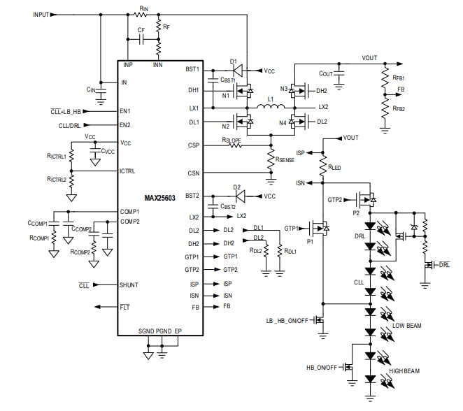 Schéma du circuit d'application - Analog Devices / Maxim Integrated Kit d’évaluation MAX25603EVKIT